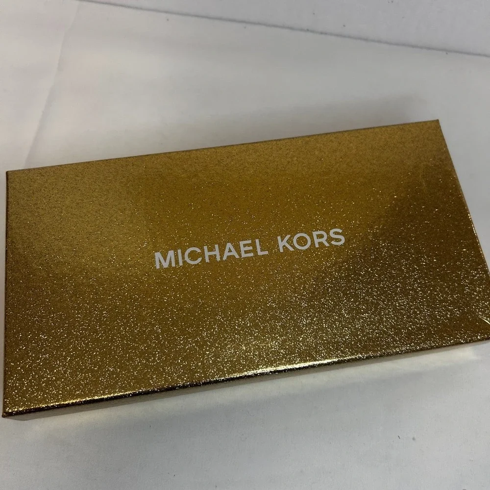 Michael Kors Scarlet Red Leather Zip Around Continental Wallet Gold Lock